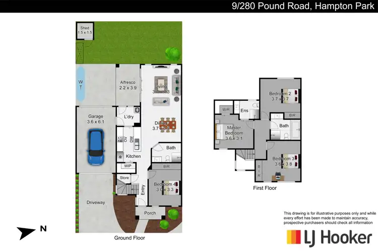 Floorplan of Homely townhouse listing, 9/280 Pound Road, Hampton Park VIC 3976