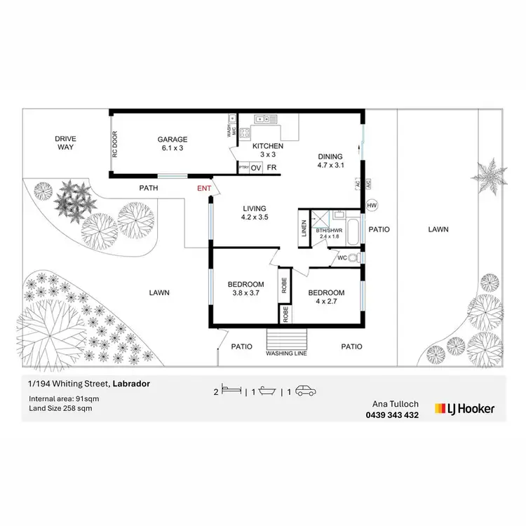 Floorplan of Homely semi-detached listing, 1/194 Whiting Street, Labrador QLD 4215