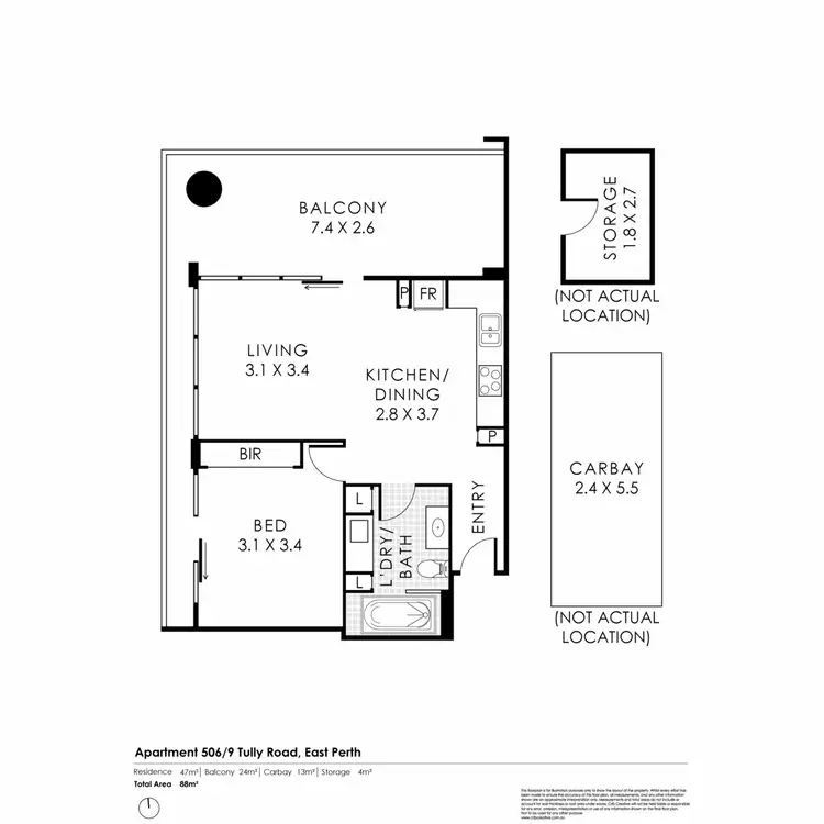 Floorplan of Homely apartment listing, 506/9 Tully Road, East Perth WA 6004