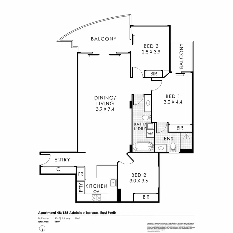 Floorplan of Homely apartment listing, 48/188 Adelaide Terrace, East Perth WA 6004
