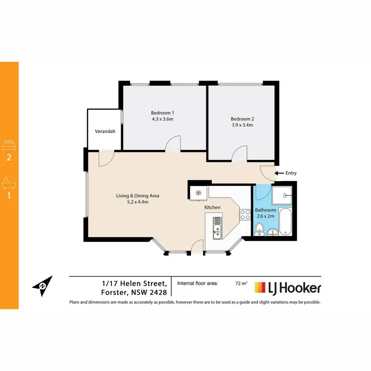 Floorplan of Homely unit listing, 1/17 Helen Street, Forster NSW 2428