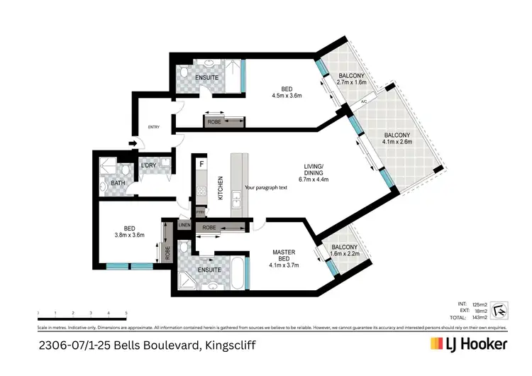 Floorplan of Homely apartment listing, 2306-07/1-25 Bells Boulevard, Kingscliff NSW 2487