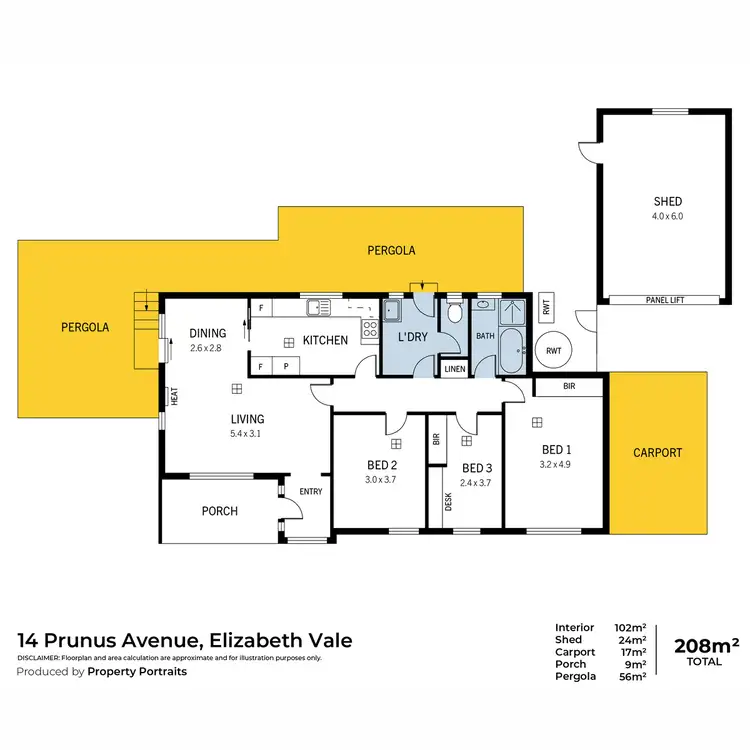 Floorplan of Homely house listing, 14 Prunus Avenue, Elizabeth Vale SA 5112