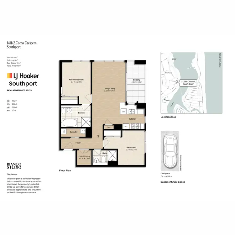 Floorplan of Homely apartment listing, 1411/2 Como Crescent, Southport QLD 4215