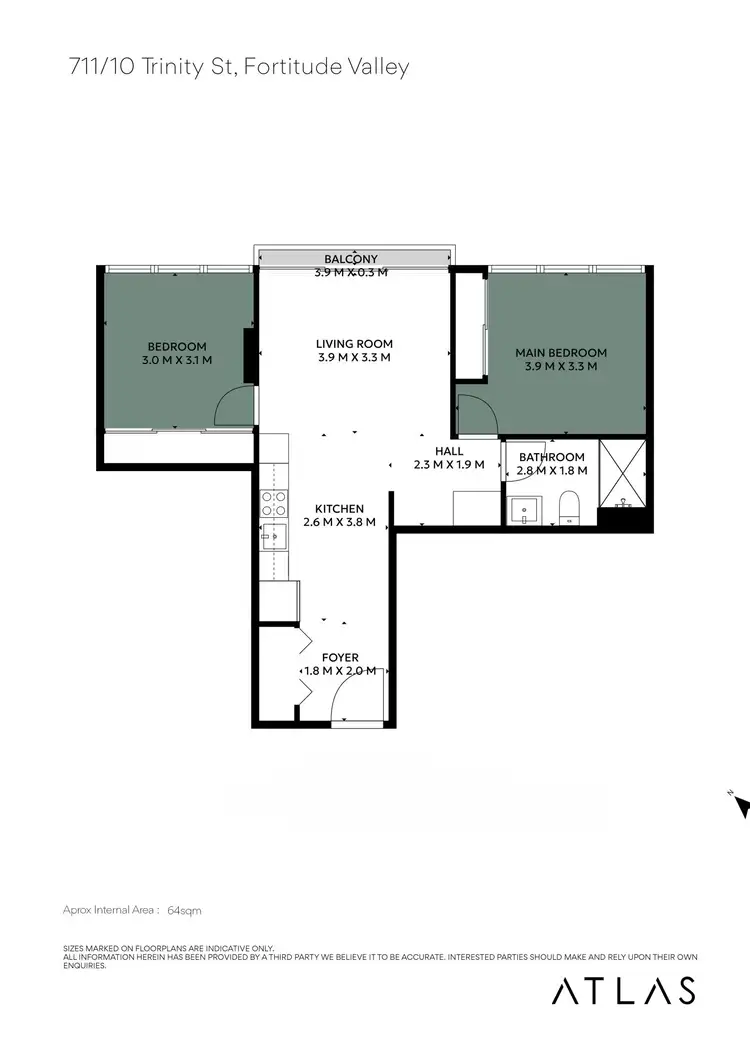 Floorplan of Homely apartment listing, 711/10 Trinity Street, Fortitude Valley QLD 4006