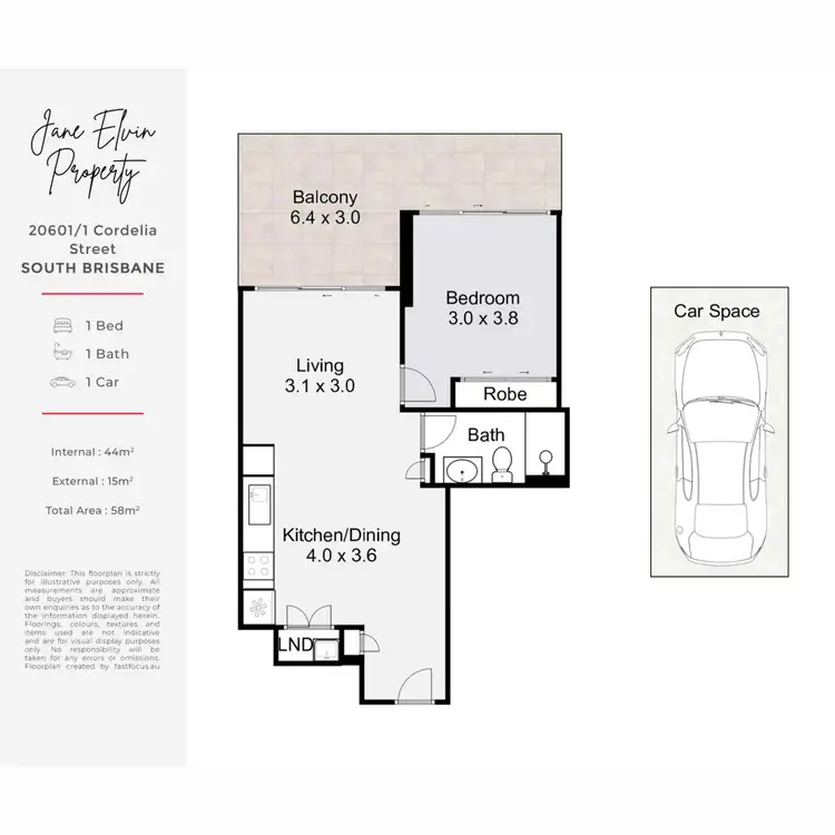 Floorplan of Homely unit listing, 20601/1 Cordelia Street, South Brisbane QLD 4101