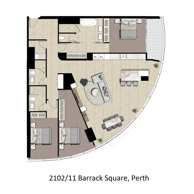 Floorplan of Homely apartment listing, 2102/11 Barrack Square, Perth WA 6000