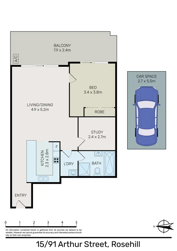 Floorplan of Homely unit listing, 15/91 Arthur Street, Rosehill NSW 2142