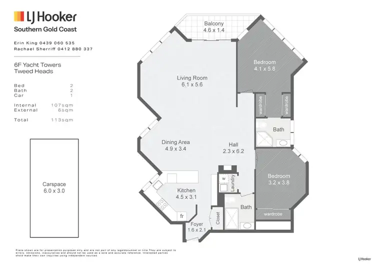 Floorplan of Homely apartment listing, 6F/3-9 Eden Street, Tweed Heads NSW 2485