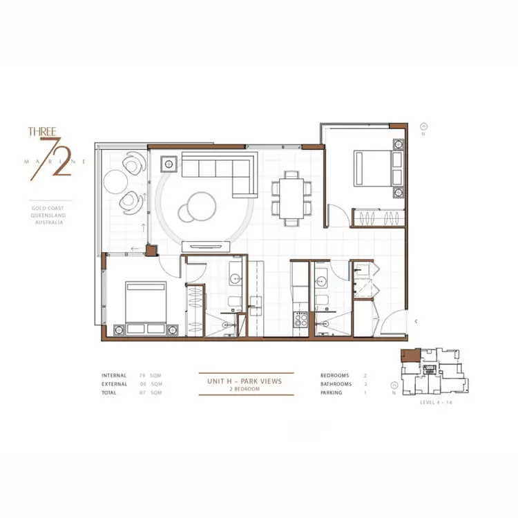 Floorplan of Homely apartment listing, 908/372 Marine Parade, Labrador QLD 4215