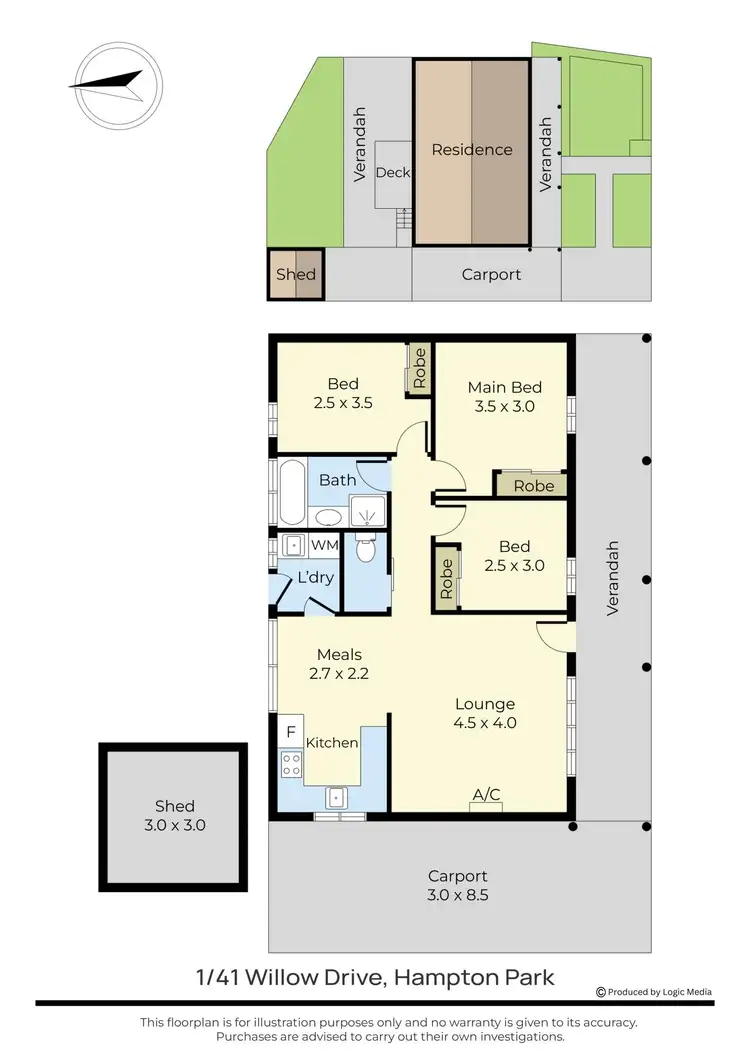 Floorplan of Homely unit listing, 1/41 Willow Drive, Hampton Park VIC 3976