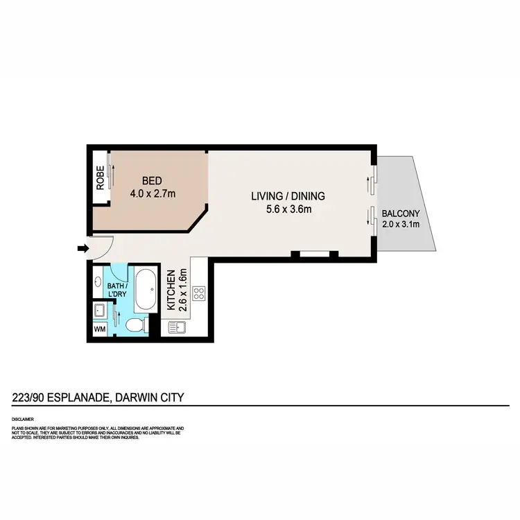 Floorplan of Homely unit listing, 223/90 Esplanade, Darwin City NT 800