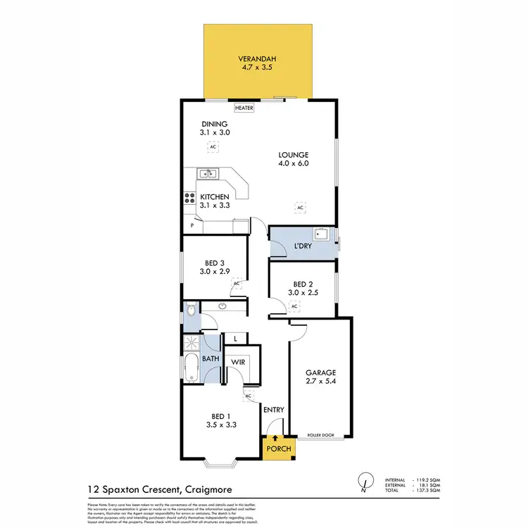 Floorplan of Homely house listing, 12 Spaxton Crescent, Craigmore SA 5114