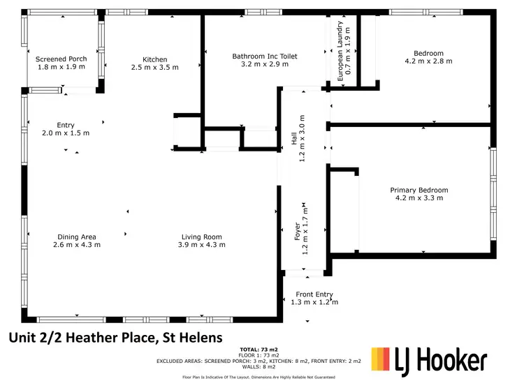 Floorplan of Homely villa listing, Unit 2/2 Heather Place, St Helens TAS 7216