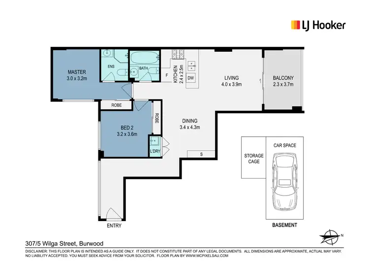 Floorplan of Homely unit listing, 307/5 Wilga Street, Burwood NSW 2134