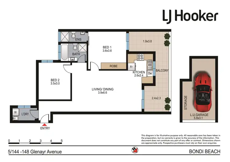 Floorplan of Homely apartment listing, 5/144-148 Glenayr Avenue, Bondi Beach NSW 2026