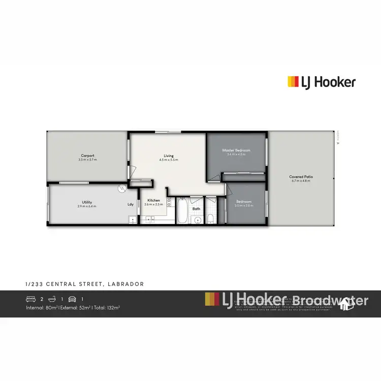 Floorplan of Homely semi-detached listing, 1/233 Central Street, Labrador QLD 4215