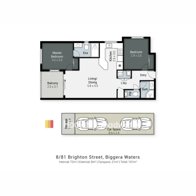 Floorplan of Homely apartment listing, 8/81 Brighton Street, Biggera Waters QLD 4216