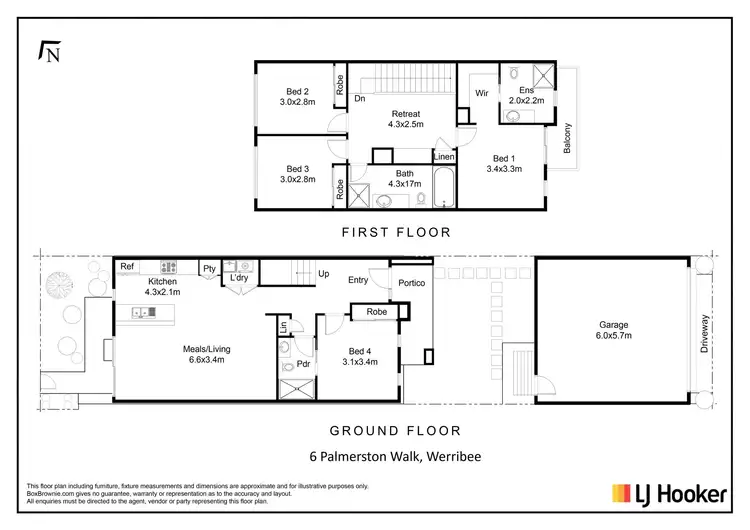 Floorplan of Homely townhouse listing, 6 Palmerston Walk, Werribee VIC 3030