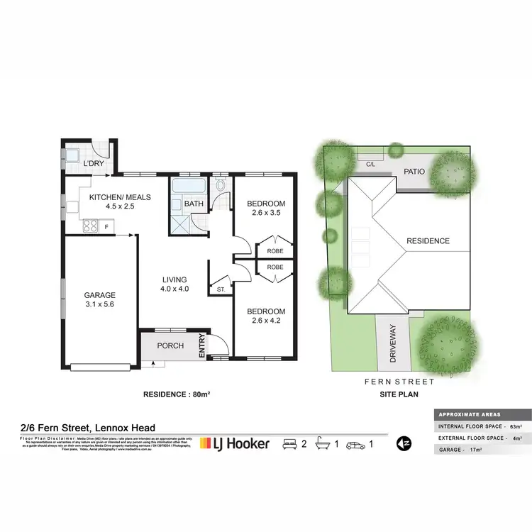 Floorplan of Homely semi-detached listing, 2/6 Fern Street, Lennox Head NSW 2478