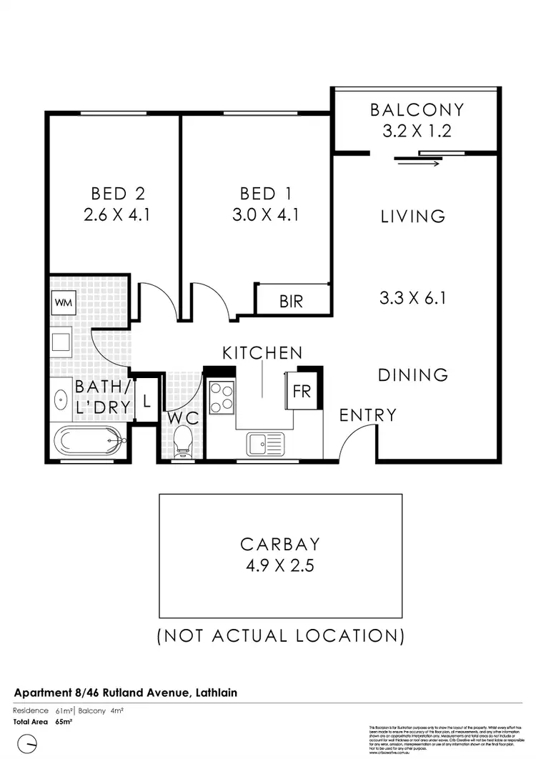Floorplan of Homely apartment listing, 8/46-48 Rutland Avenue, Lathlain WA 6100