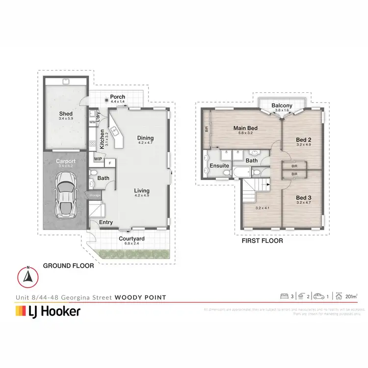 Floorplan of Homely townhouse listing, 8/44-48 Georgina Street, Woody Point QLD 4019