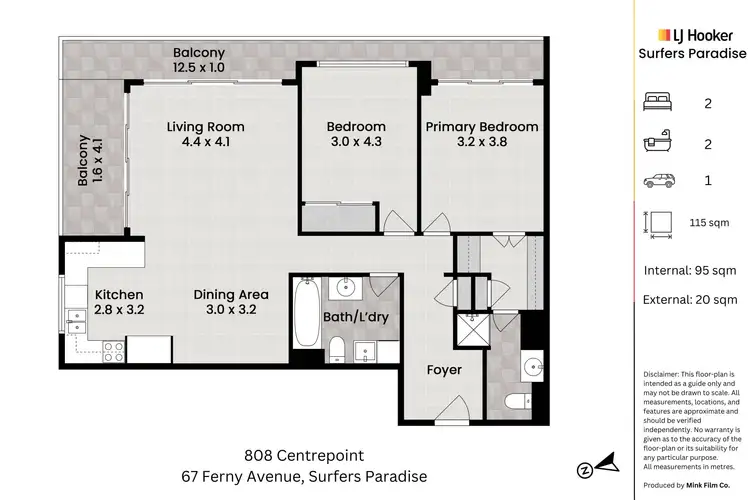 Floorplan of Homely apartment listing, 808/67 Ferny Avenue, Surfers Paradise QLD 4217