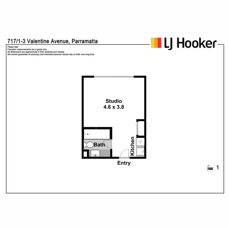 Floorplan of Homely studio listing, 717/1-3 Valentine Avenue, Parramatta NSW 2150