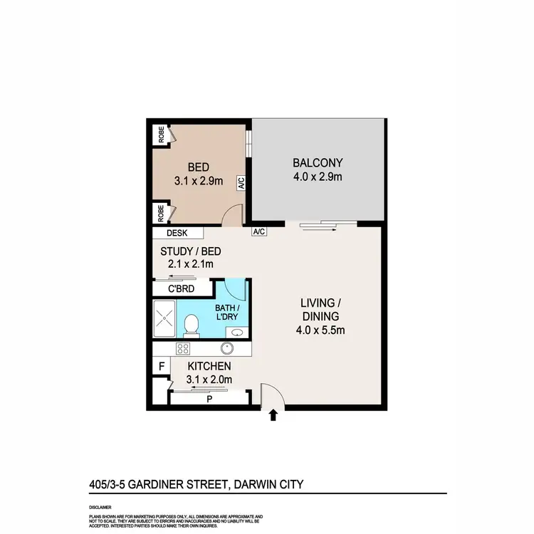 Floorplan of Homely apartment listing, 405/5 Gardiner Street, Darwin City NT 800