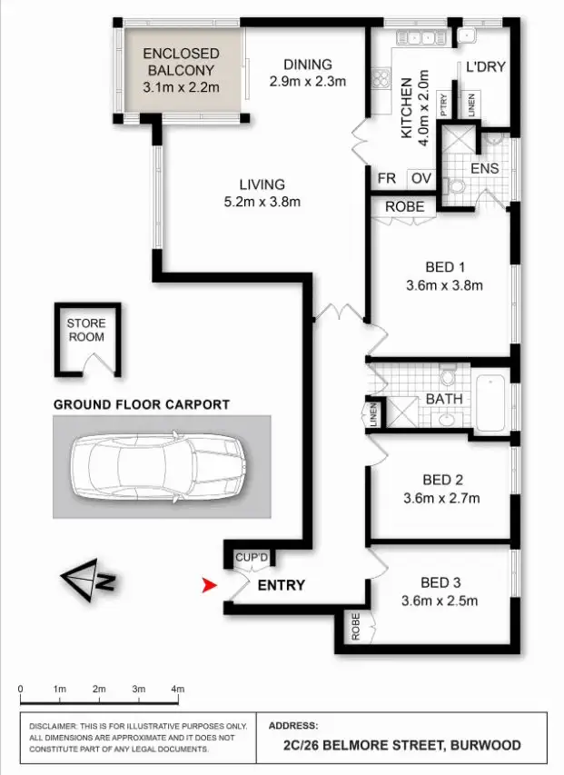 Floorplan of Homely unit listing, Level2/26 Belmore Street, Burwood NSW 2134