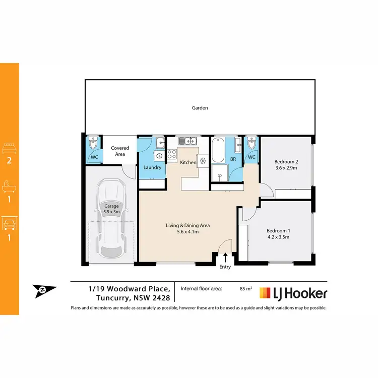 Floorplan of Homely villa listing, 1/19 Woodward Place, Tuncurry NSW 2428