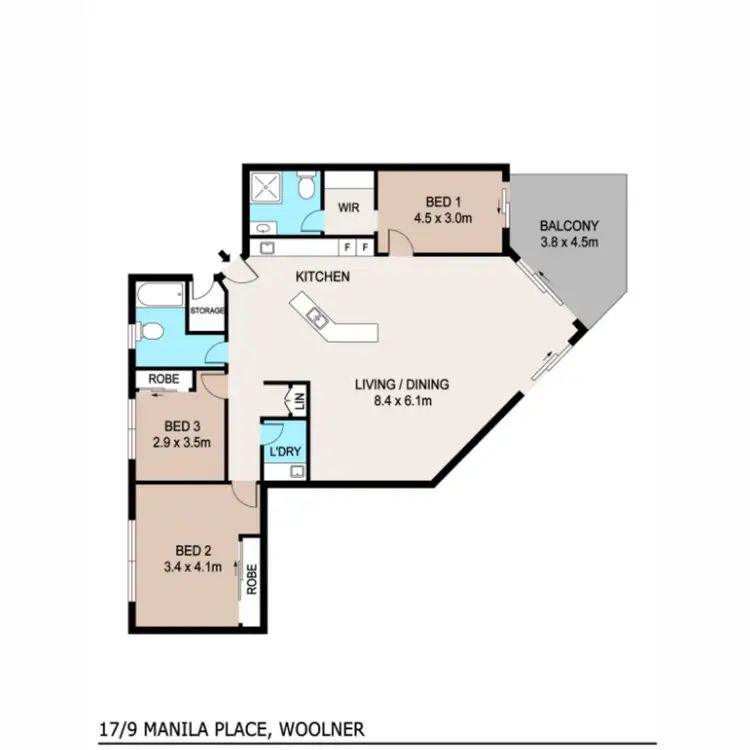 Floorplan of Homely apartment listing, 17/9 Manila Place, Woolner NT 820