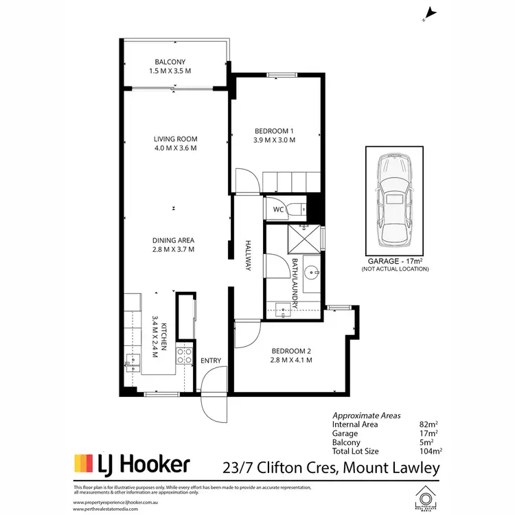 Floorplan of Homely apartment listing, 23/7 Clifton Crescent, Mount Lawley WA 6050