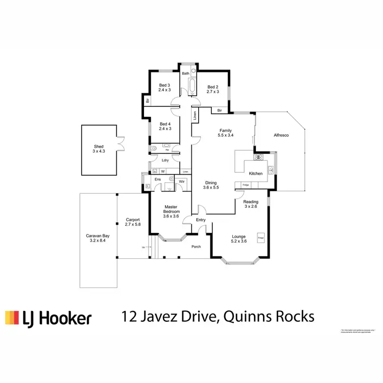 Floorplan of Homely house listing, 12 Javez Drive, Quinns Rocks WA 6030