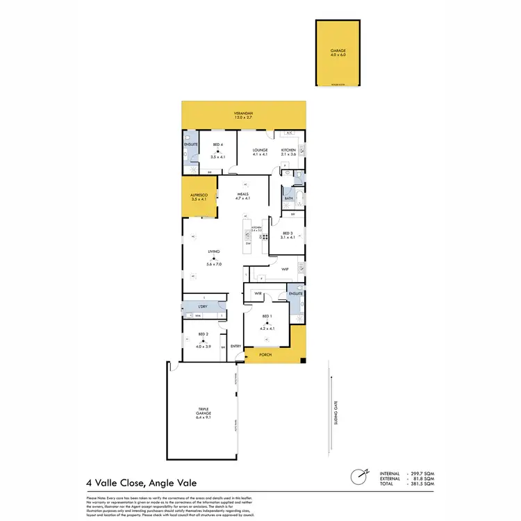 Floorplan of Homely house listing, 4 Valle Close, Angle Vale SA 5117