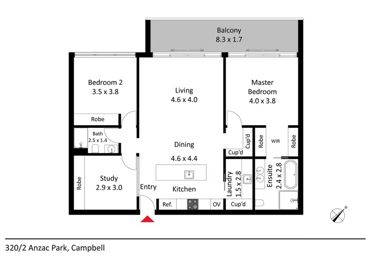 Floorplan of Homely apartment listing, 320/2 Anzac Park, Campbell ACT 2612