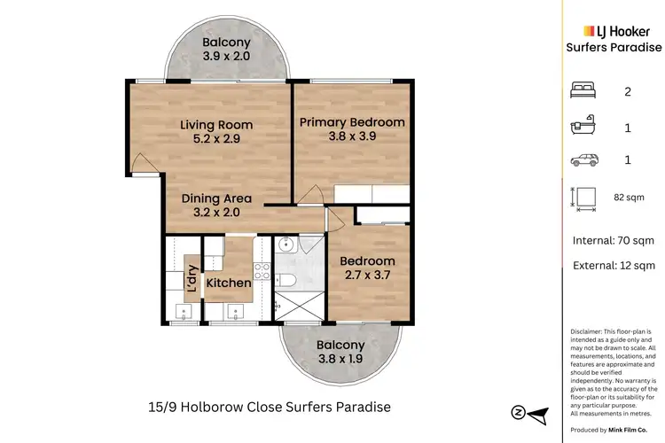 Floorplan of Homely unit listing, 15/9 Holborow Close, Surfers Paradise QLD 4217
