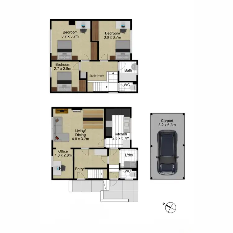 Floorplan of Homely semi-detached listing, 78 Carroll Street, Hughes ACT 2605