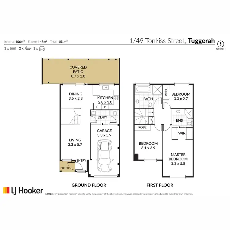 Floorplan of Homely semi-detached listing, 1/49 Tonkiss Street, Tuggerah NSW 2259