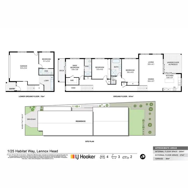 Floorplan of Homely semi-detached listing, 1/25 Habitat Way, Lennox Head NSW 2478