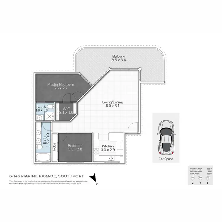 Floorplan of Homely unit listing, 6/146 Marine Parade, Southport QLD 4215