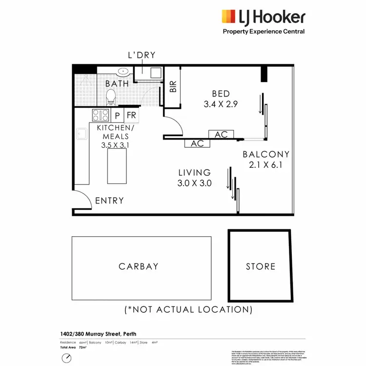 Floorplan of Homely apartment listing, 1402/380 Murray Street, Perth WA 6000