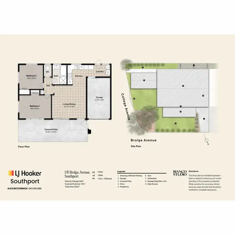 Floorplan of Homely semi-detached listing, 1 & 2/8 Brolga Avenue, Southport QLD 4215