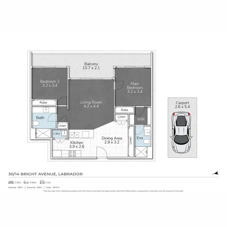 Floorplan of Homely apartment listing, 30/14-16 Bright Avemie, Labrador QLD 4215