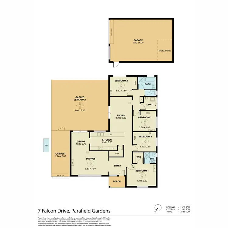 Floorplan of Homely house listing, 7 Falcon Drive, Parafield Gardens SA 5107