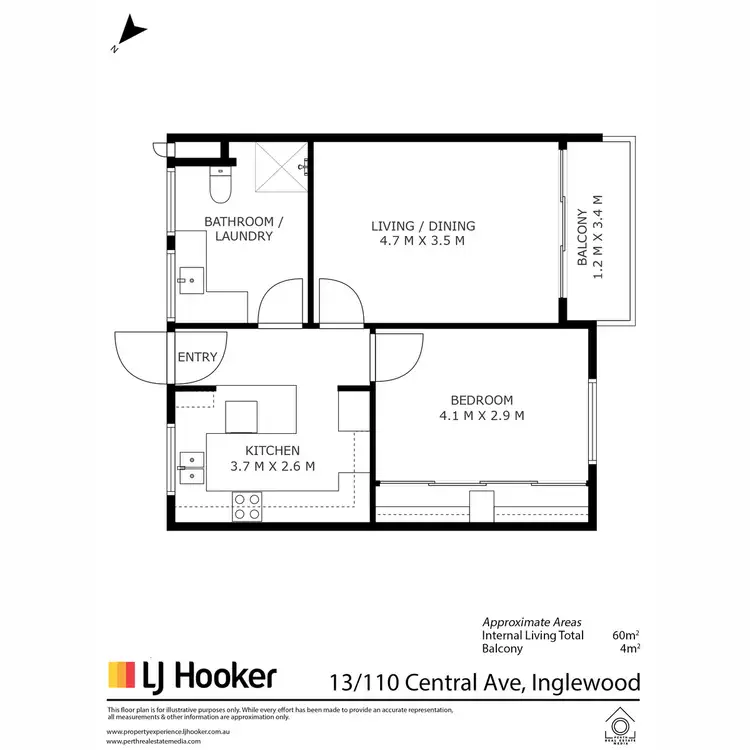 Floorplan of Homely unit listing, 13/110 Central Avenue, Inglewood WA 6052