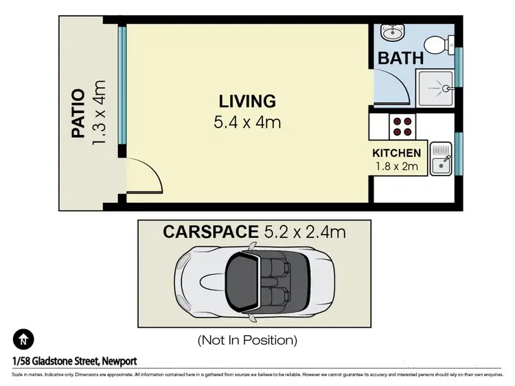 Floorplan of Homely studio listing, 1/58 Gladstone Street, Newport NSW 2106
