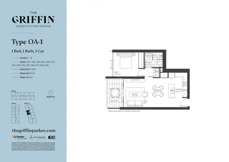 Floorplan of Homely apartment listing, 193/44 Constitution Avenue, Parkes ACT 2600