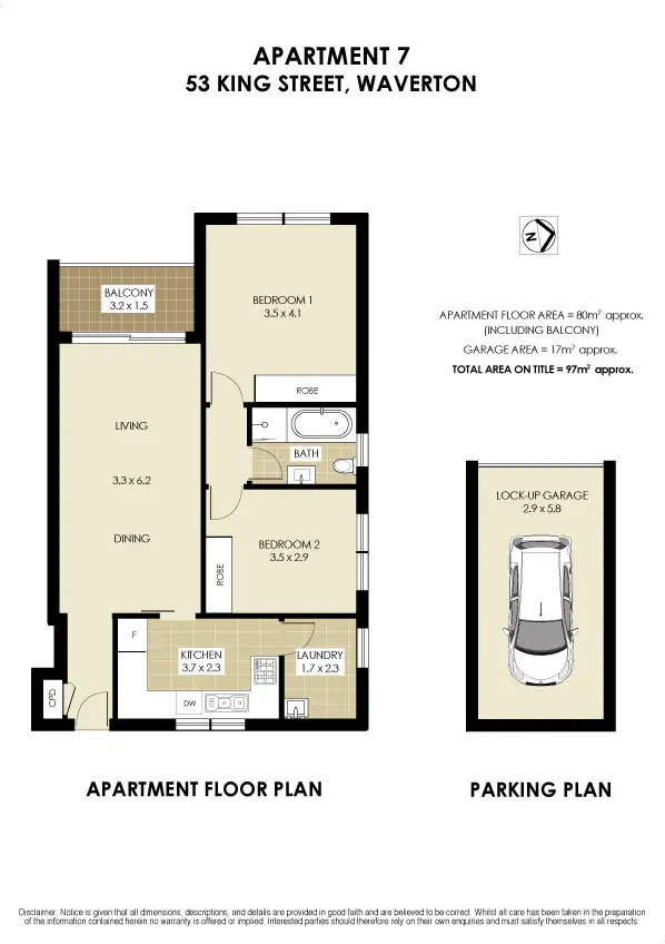 Floorplan of Homely apartment listing, 7/53 King Street, Wollstonecraft NSW 2065