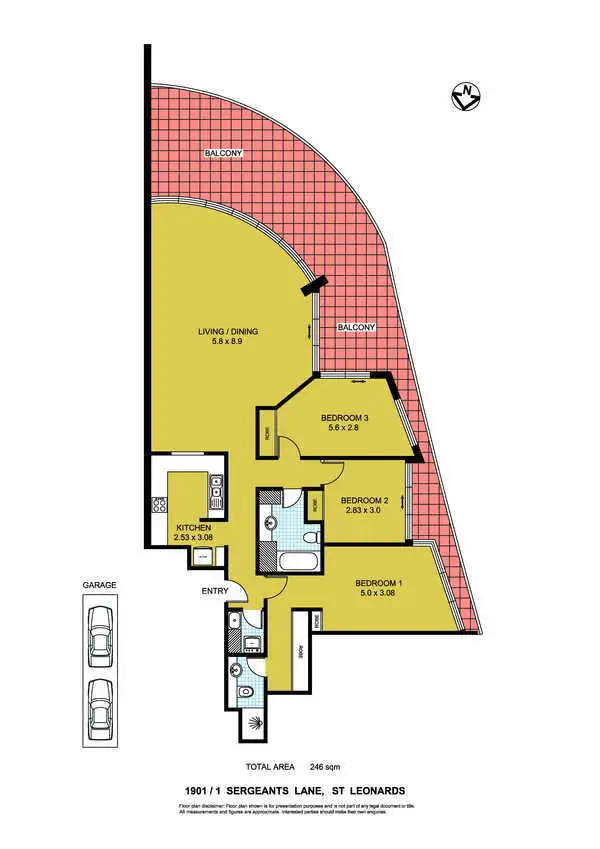 Floorplan of Homely apartment listing, 1901/1 Sergeants Lane, St Leonards NSW 2065
